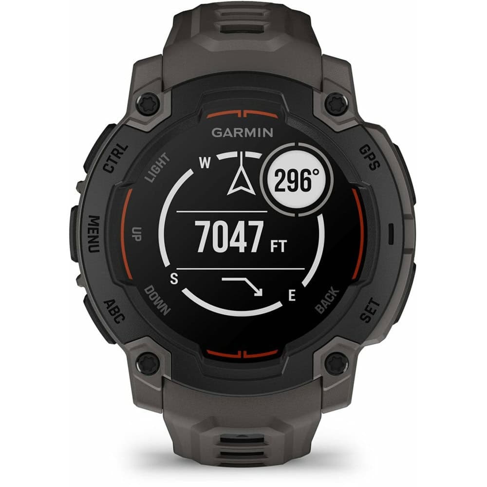 Смарт часовник Garmin Instinct E - 45mm Black, дизайн с два прозореца, 0.9" x 0.9" (2.2 cm) MIP дисплей, Bluetooth, ANT+, GPS, 128MB вградена памет, мониторинг на съня, компас, 10ATM, до 16 дни време На работа, черен