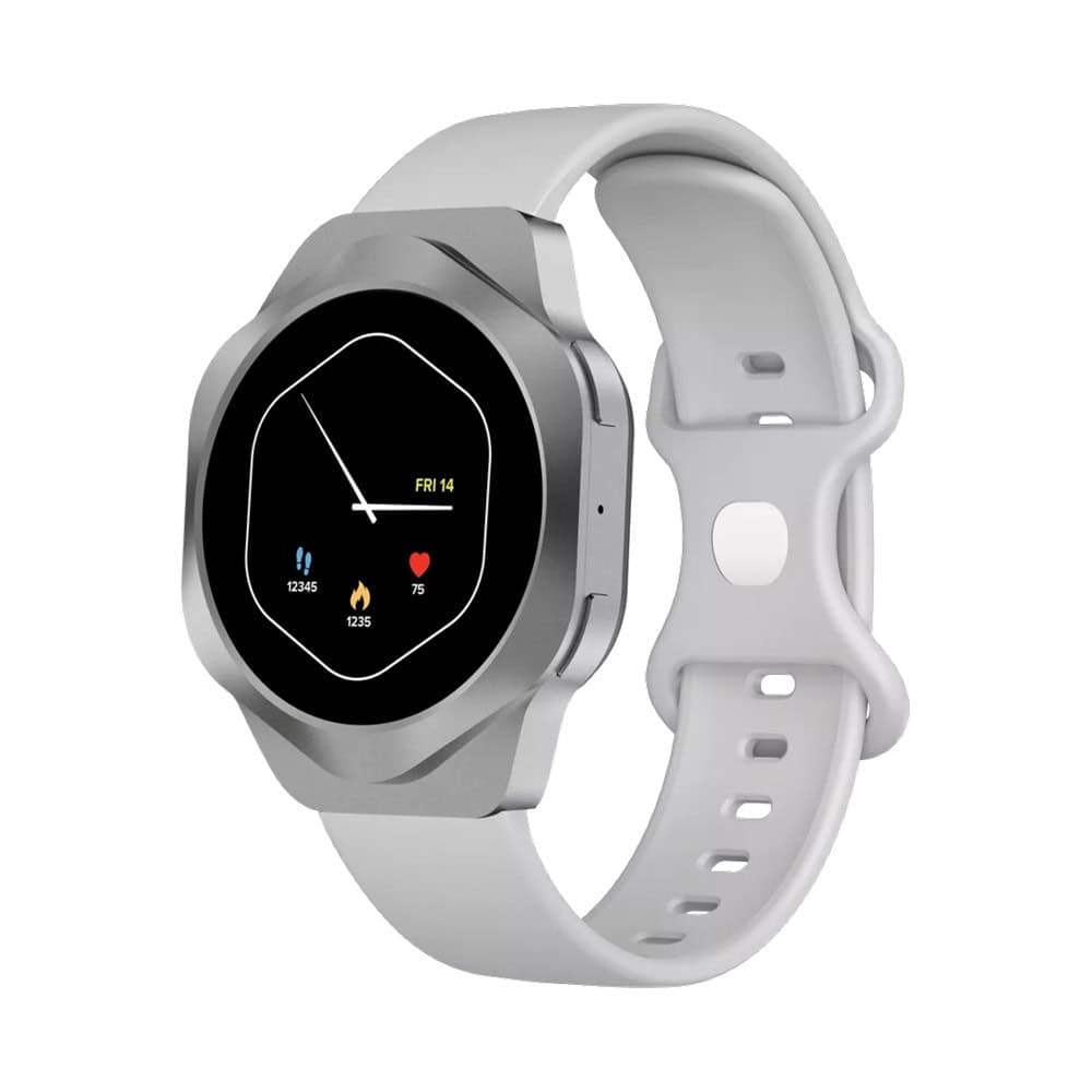 Смарт часовник Canyon Hexagon SW-88, 1.43" (3.63cm) AMOLED дисплей, Bluetooth, сърдечен ритъм, кислород в кръвта, крачкомер, IP67 защита, до 11 дни живот на батерията, спортни режими, сребрист