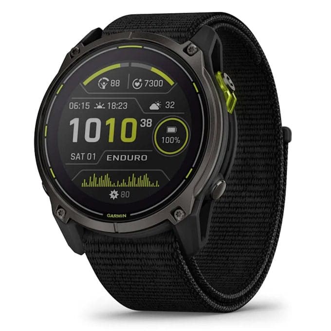Смарт часовник Garmin Enduro 3, 1.4" (3.55cm) трансфлективен MIP дисплей, Bluetooth, ANT+, Wi-Fi, GPS, 32GB Flash памет, мониторинг на съня, крачкомер, спортни режими, 10ATM, до 36 дни време на работа, соларно зареждане, черен