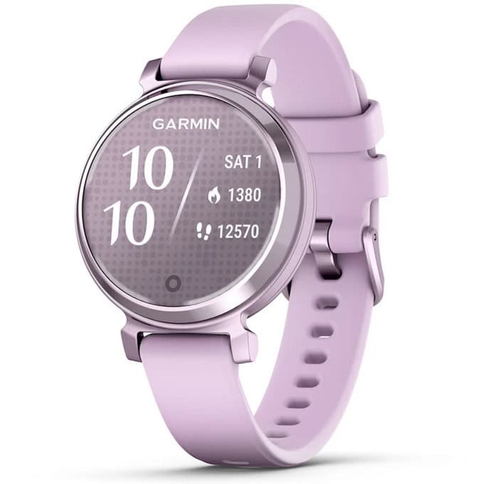 Смарт часовник Garmin Lily 2 (Metallic Lilac/Lilac), 1" x 0.84" (2.54cm x 2.13cm) монохромен дисплей, Bluetooth, следене на сърдечна честота, пулсомер, мониторинг на съня, 5ATM, до 5 дни време на работа, лилав
