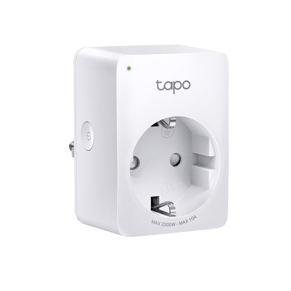 Смарт контакт TP-Link Tapo P100M, таймер, Wi-Fi, гласов контрол, бял