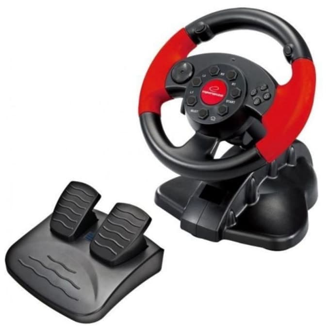 Волан с педали Esperanza Nitro EG103, за PC/PS3, 13 бутона, черен