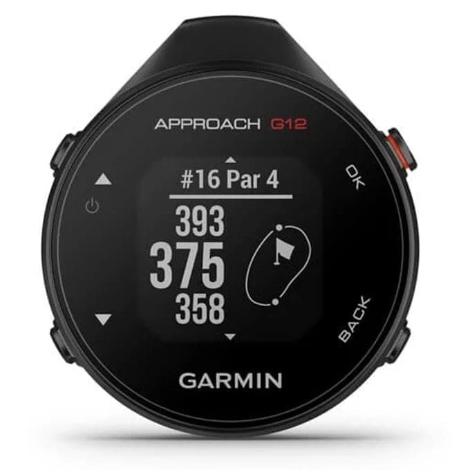Смарт часовник Garmin Approach G12, 1.08" (2.74 cm) дисплей, за голф, Bluetooth Smart, до 30 часа време на работа, GPS, Garmin Golf приложение, IPX7 водоустойчив, предварително заредени 41000 игрища по целия свят, черен
