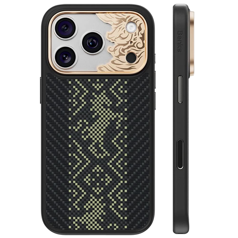 Кевларен кейс с MagSafe за iPhone 18 Pro Max, iPhone 17 Pro Max - Benks Armor Air Knight Kevlar Metal Frame Case with Control Camera Button (black)