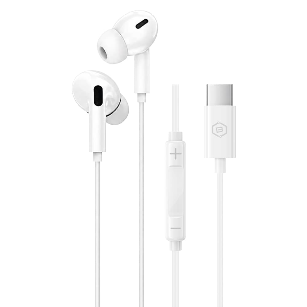 Слушалки с USB-C кабел, управление на звука и микрофон - Blavec BHS01-B In-Ear Wired USB-C Stereo Headphones ( DAC (white)