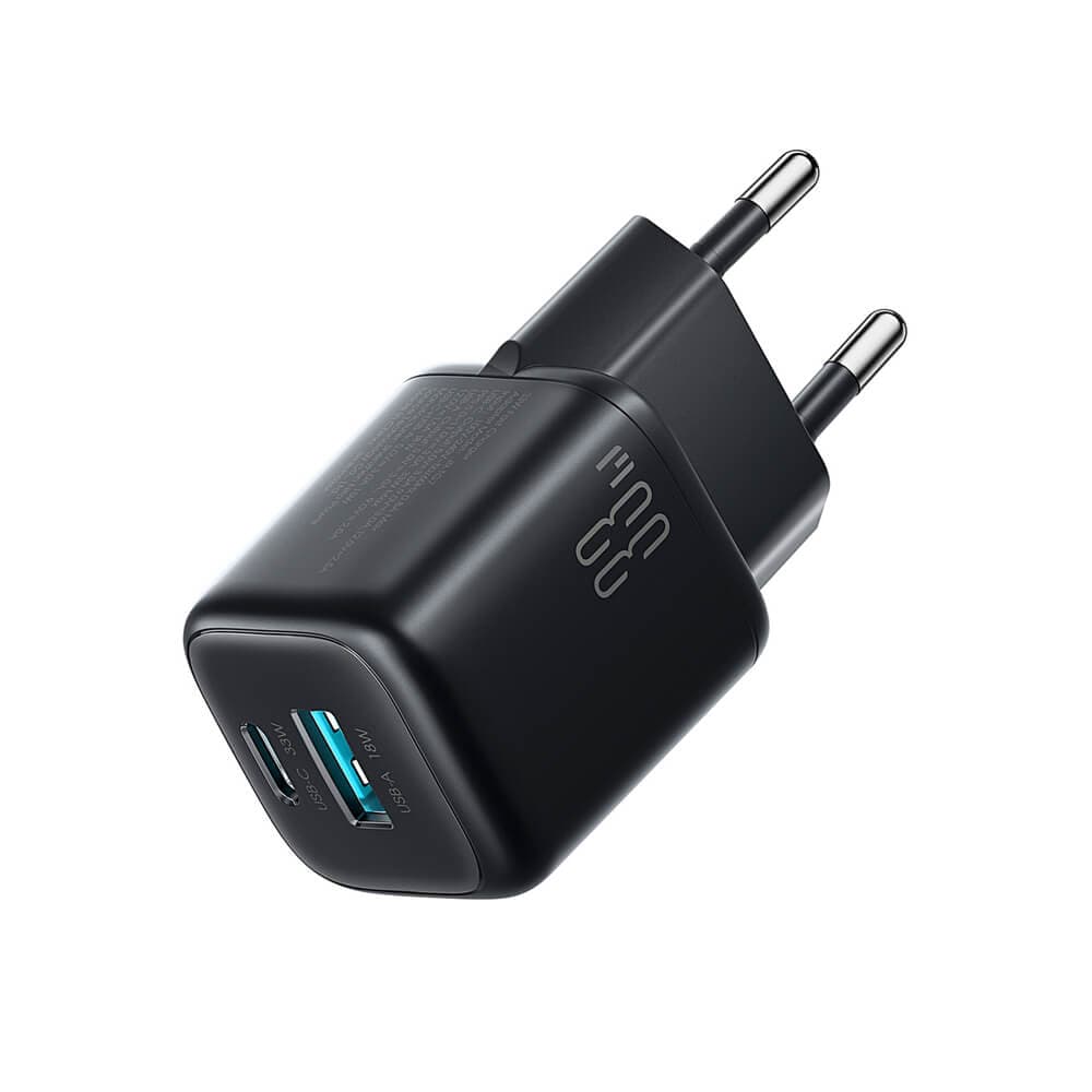 Захранване за ел. мрежа с USB-A и USB-C изходи и технология за бързо зареждане - Joyroom JR-TG7 Fast Wall Charger 33W (черен)