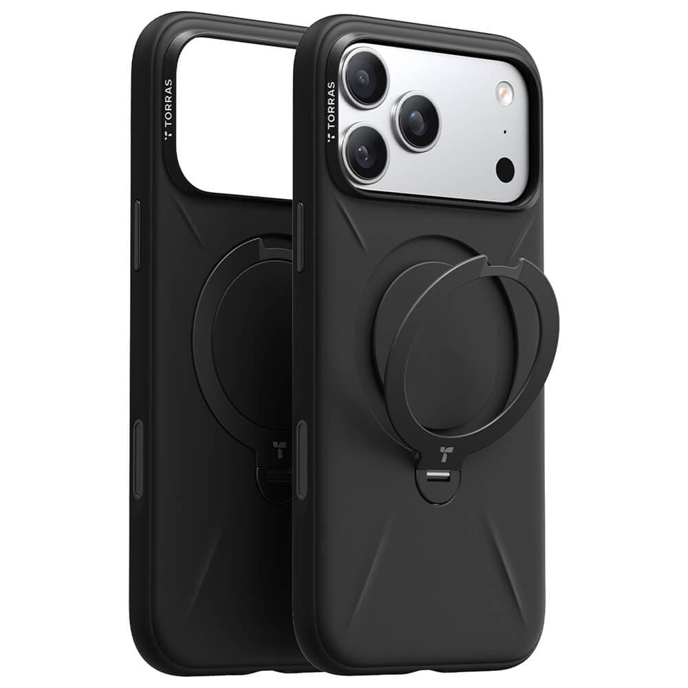 Силиконов (TPU) калъф с вградена поставка и MagSafe за iPhone 18 Pro, iPhone 17 Pro - Torras Ostand Q3 Silicone MagSafe Case (black)