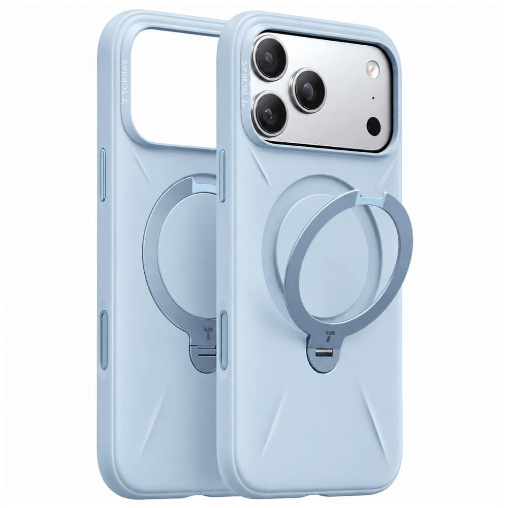 Силиконов (TPU) калъф с вградена поставка и MagSafe за iPhone 18 Pro, iPhone 17 Pro - Torras Ostand Q3 Silicone MagSafe Case (blue)