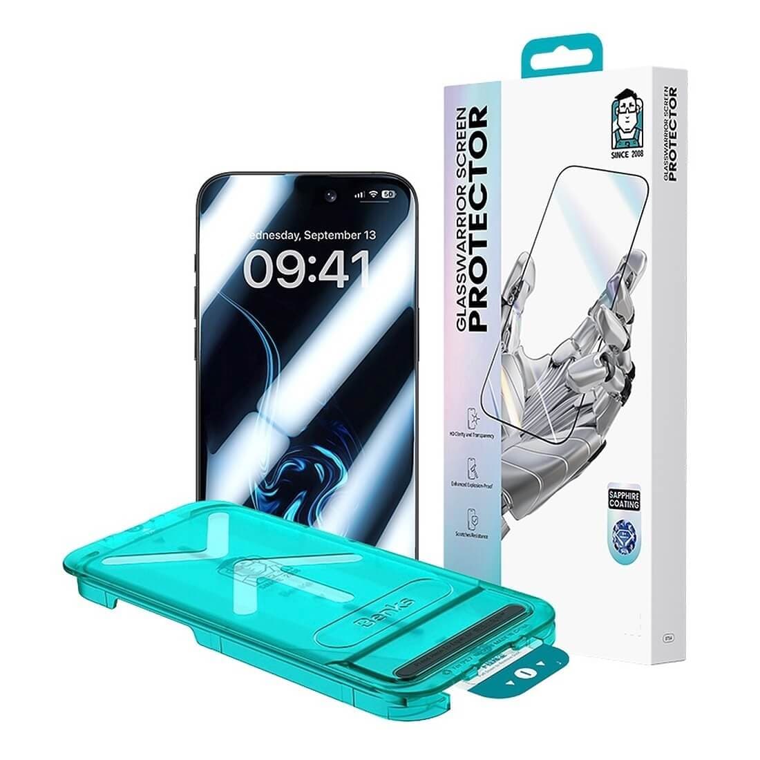 Калено стъклено защитно покритие със сапфирени частици на iPhone 18 Pro Max, iPhone 17 Pro Max - Benks GlassWarrior Ultra Sapphire Coating Tempered Glass (черен-прозрачен)