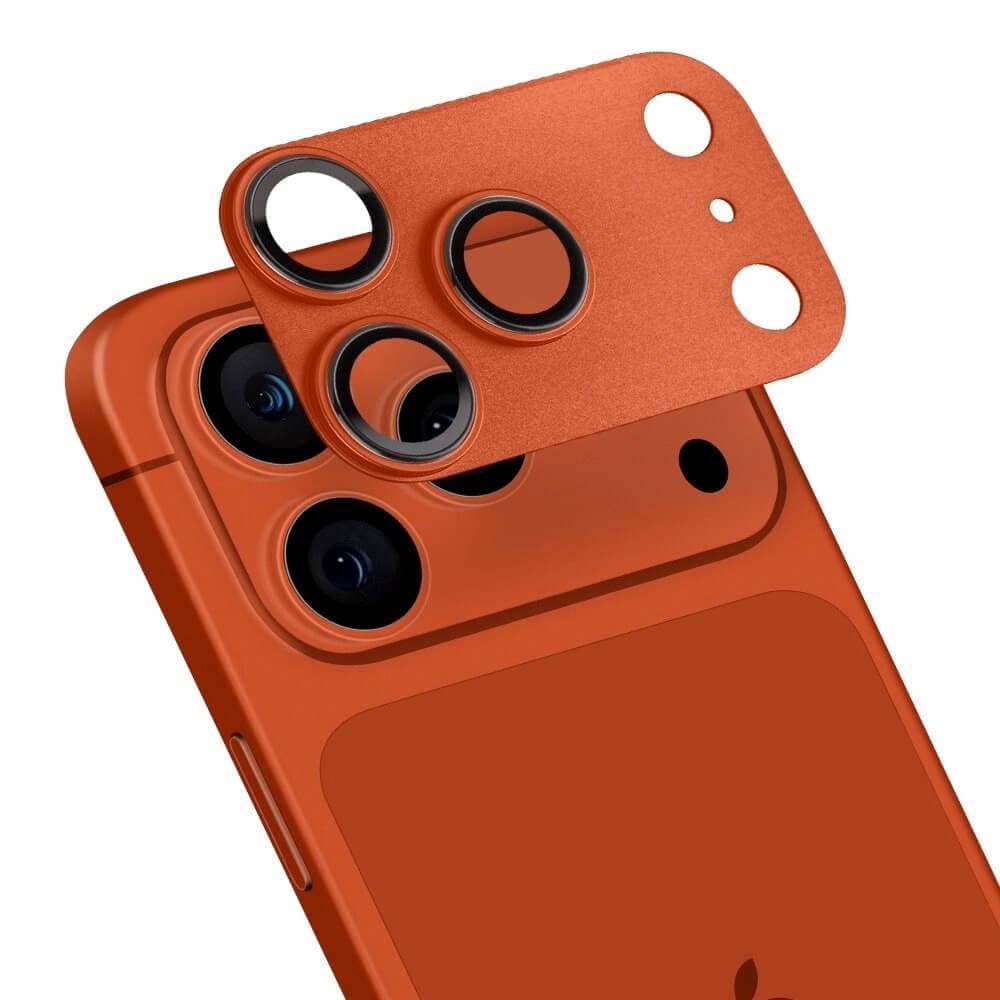Предпазни стъклени лещи с цяла метална плочка за камерата на iPhone 17 Pro - OBALME Camera Island Lens Protector (cosmic orange)