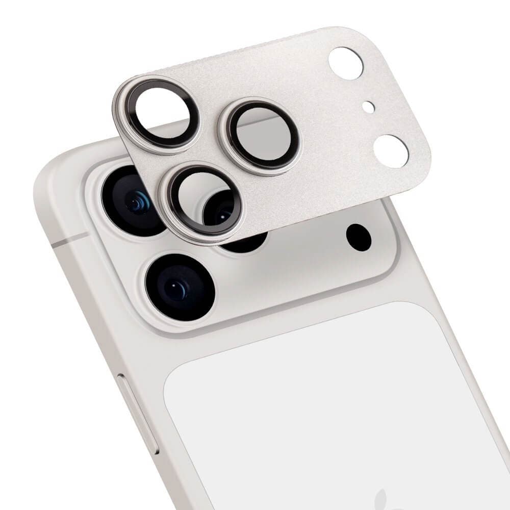 Предпазни стъклени лещи с цяла метална плочка за камерата на iPhone 17 Pro - OBALME Camera Island Lens Protector (silver)