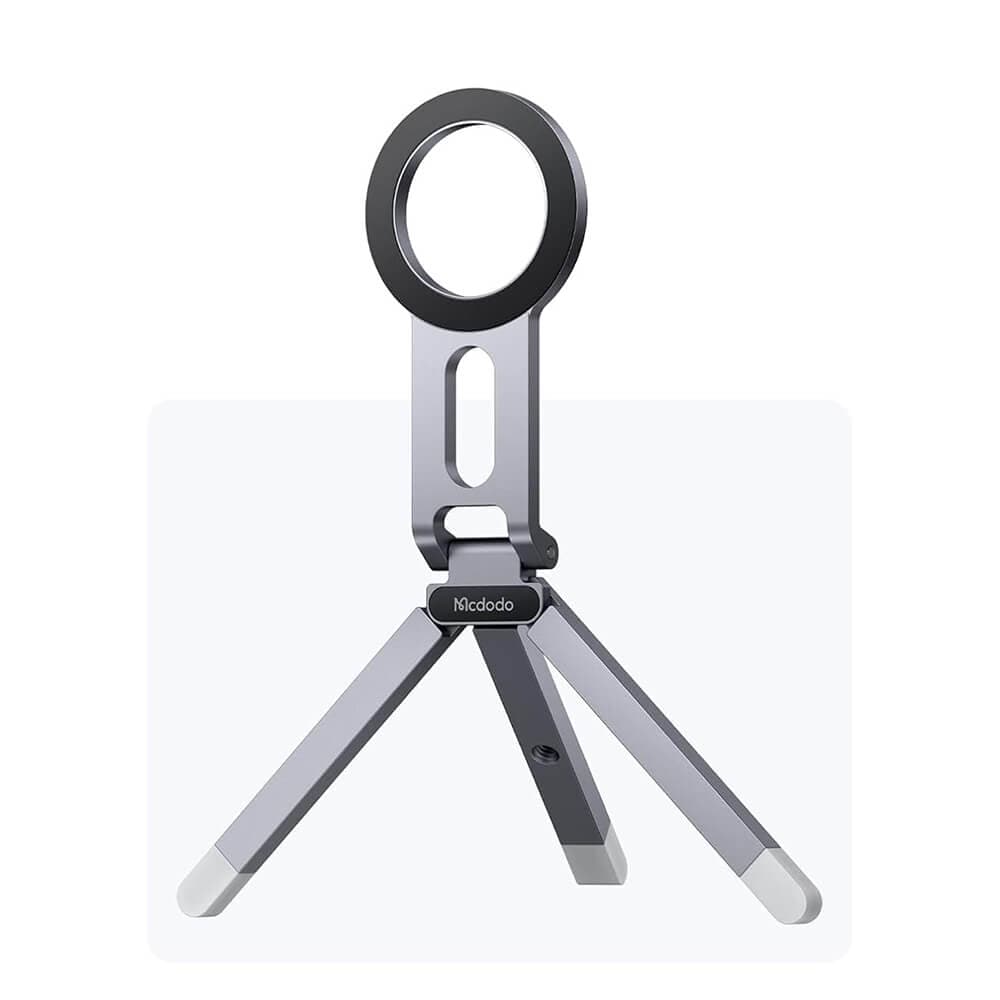 Алуминиева поставка и трипод с MagSafe за мобилни телефони - Mcdodo TB-6210 Triangle Aluminium Magnetic Folding Stand (тъмносив)