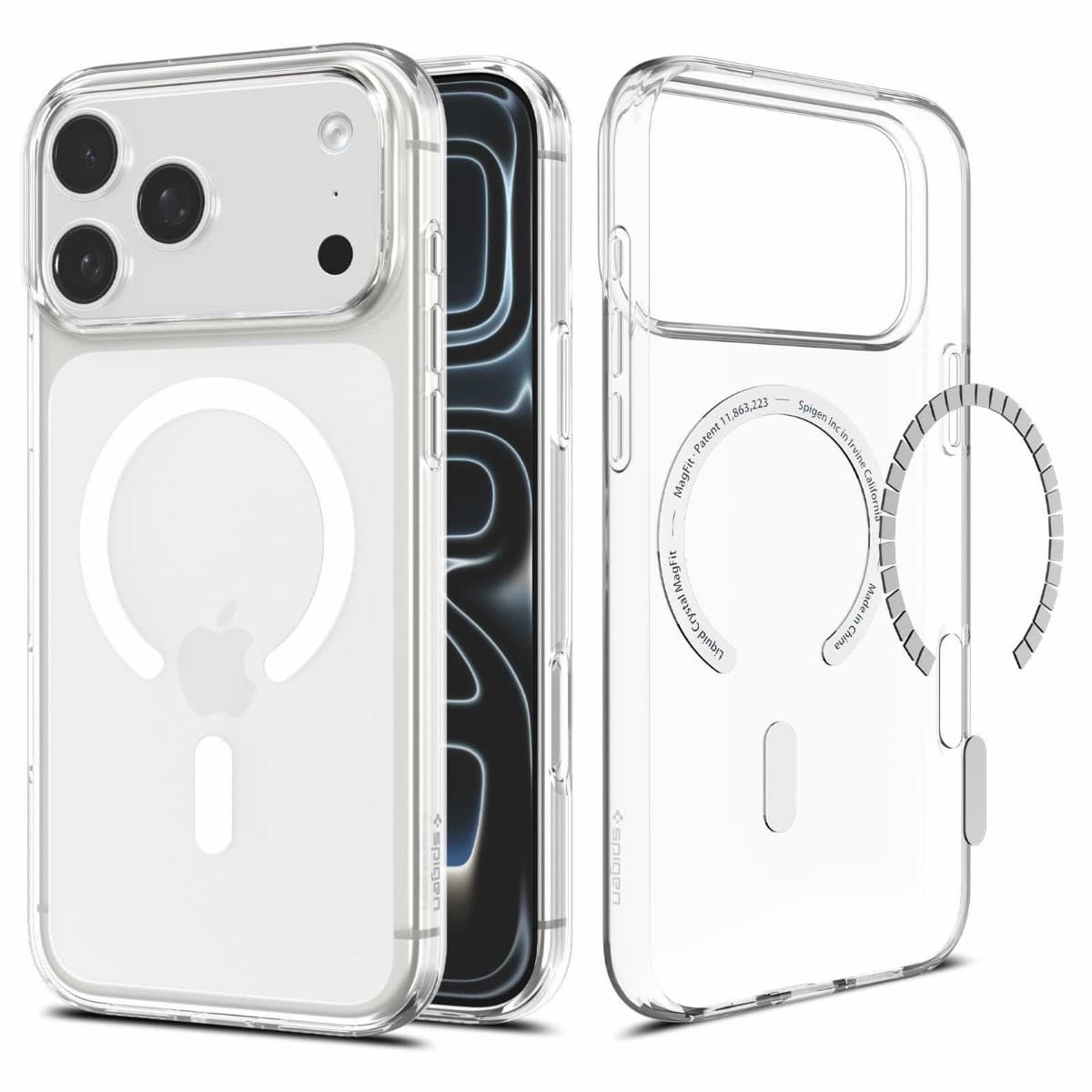 Тънък силиконов (TPU) калъф с MagSafe за iPhone 18 Pro Max, iPhone 17 Pro Max - Spigen Liquid Crystal MagSafe Case (прозрачен-бял)