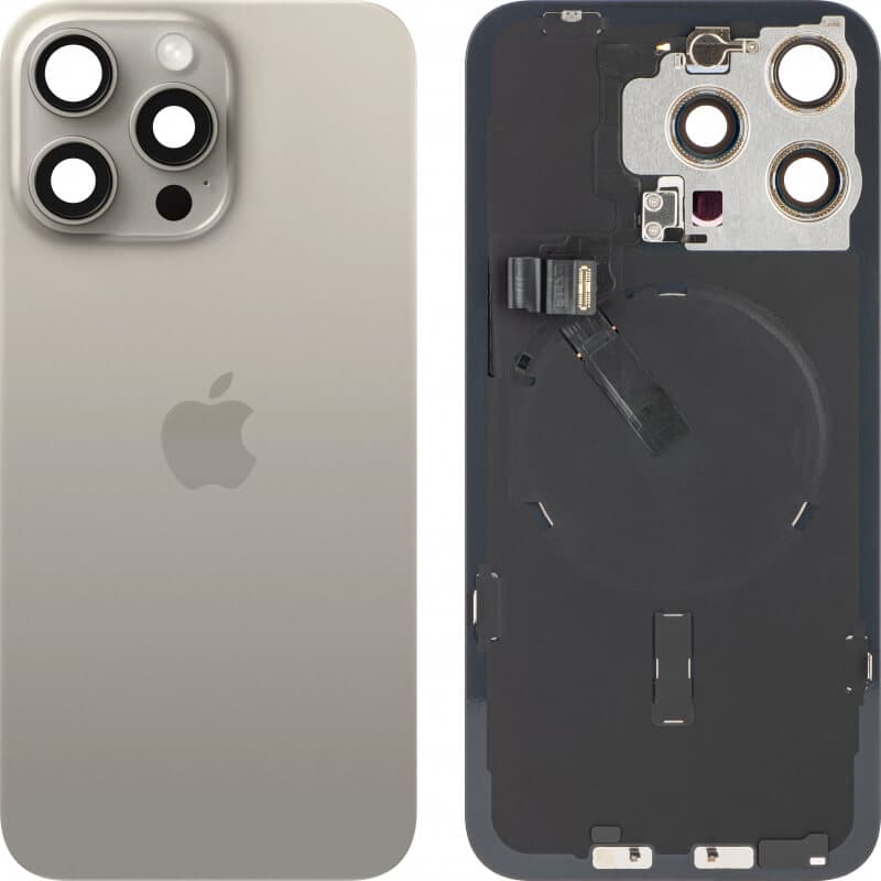 Оригинален резервен заден капак - Apple iPhone 15 Pro Max Backcover Natural Titanium