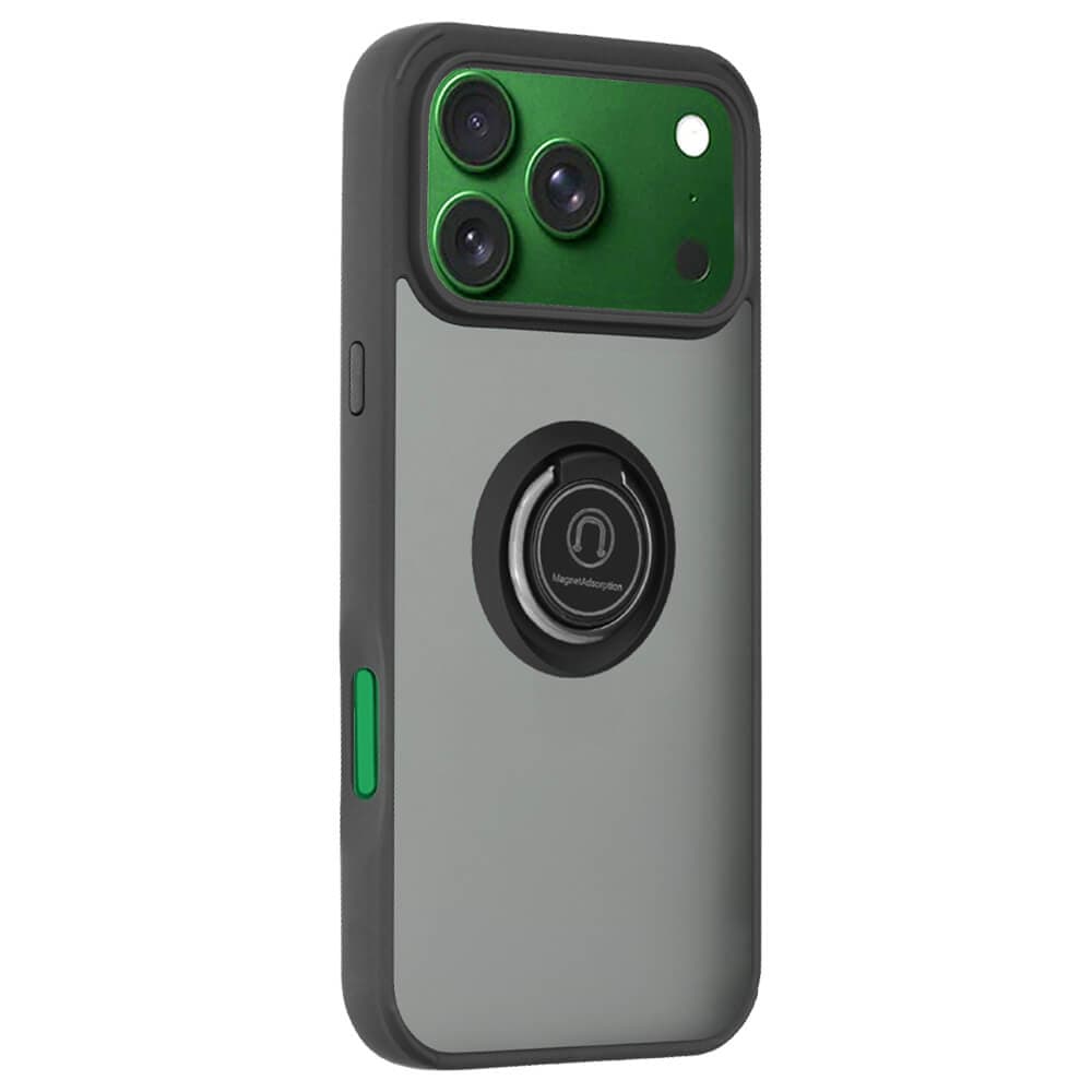 Хибриден удароустойчив кейс с пръстен против изпускане за iPhone 18 Pro, iPhone 17 Pro - Techsuit Glinth Hybrid Case (черен-прозрачен)