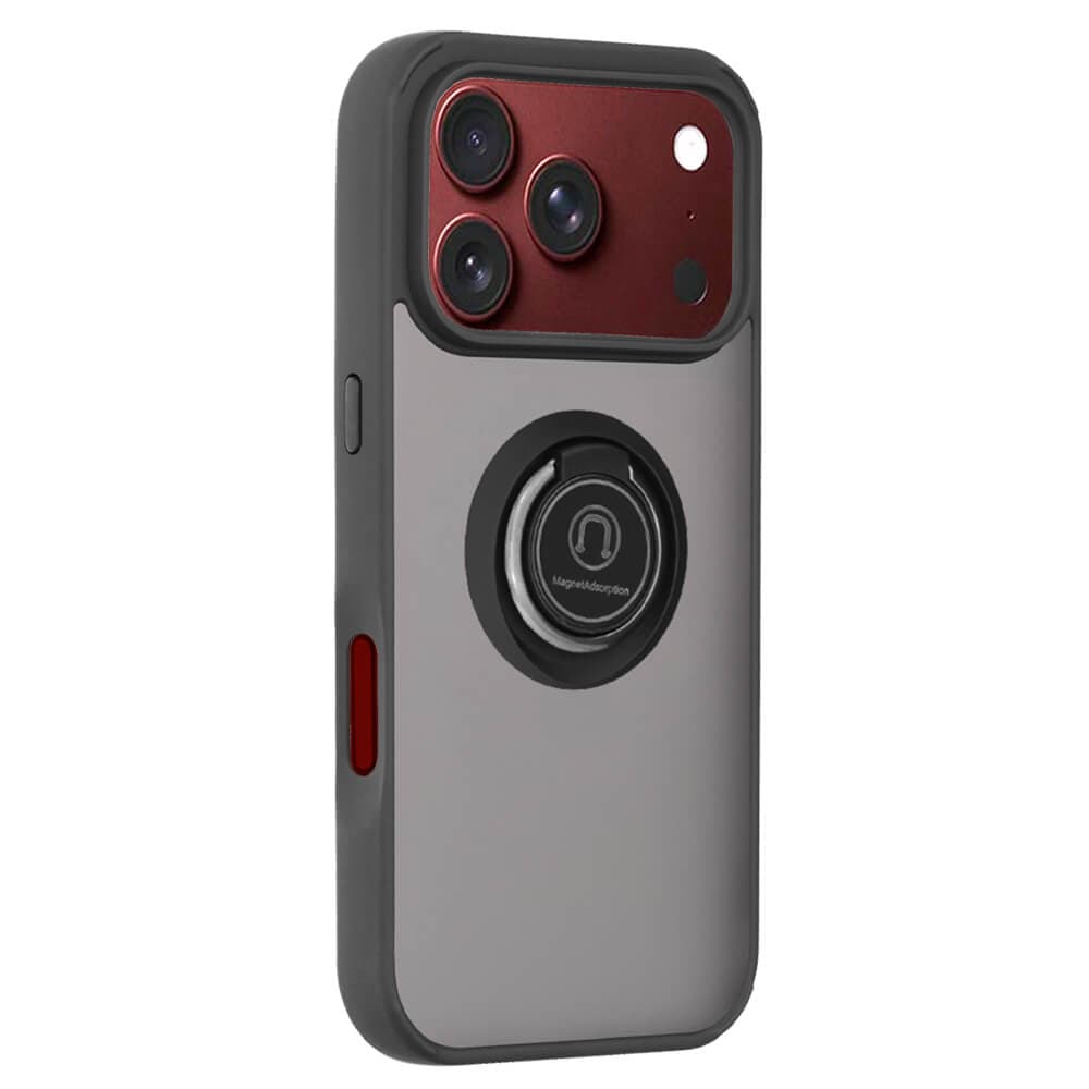 Хибриден удароустойчив кейс с пръстен против изпускане за iPhone 18 Pro Max, iPhone 17 Pro Max - Techsuit Glinth Hybrid Case (черен-прозрачен)