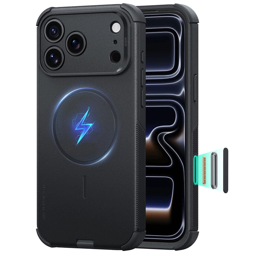 Хибриден кейс с висока степен на защита с MagSafe за iPhone 18 Pro Max, iPhone 17 Pro Max - ESR Cyber HaloLock MagSafe Case (black)