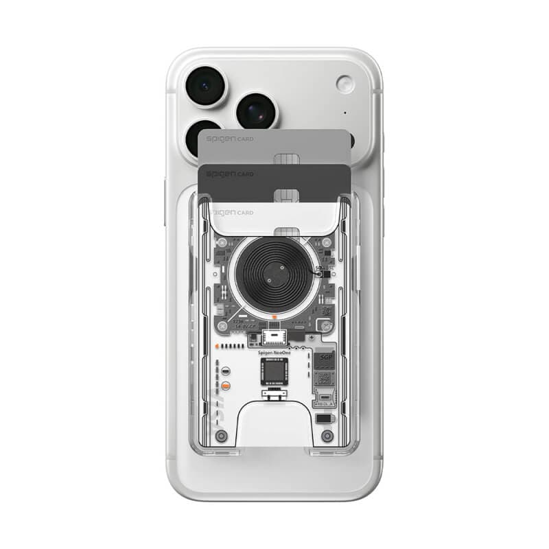 Магнитен портфейл (джоб) за прикрепяне към iPhone с MagSafe - Spigen Ultra Hybrid Zero One Magnetic Wallet (clear)