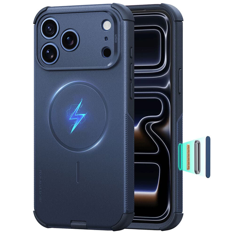 Хибриден кейс с висока степен на защита с MagSafe за iPhone 18 Pro, iPhone 17 Pro - ESR Cyber HaloLock MagSafe Case (navy blue)