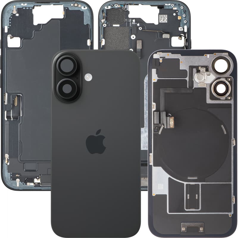 Оригинален резервен заден капак заедно с безжично зареждане - Apple iPhone 16 Full Assembly with Middle Frame Full Assembly
