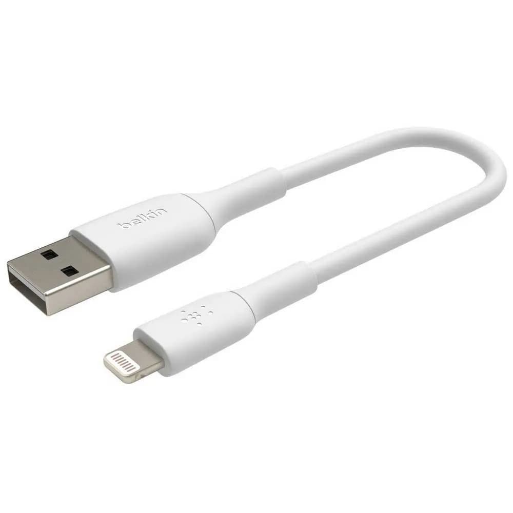 Сертифициран (MFI) USB-A към Lightning кабел за Apple устройства с Lightning порт (15 см) - Belkin BoostCharge USB-A to Lightning Cable (бал)