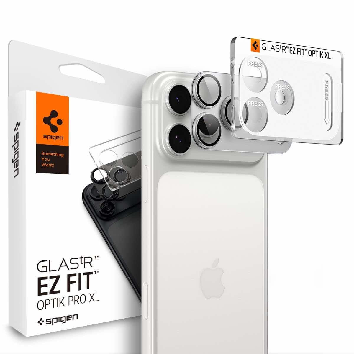 Предпазна плочка за камерата на iPhone 18 Pro - Spigen Glass tR EZ Fit Optik Pro XL (silver)