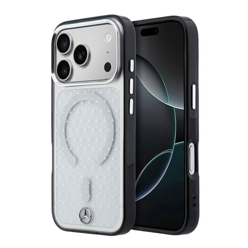 Дизайнерски хибриден кейс с MagSafe за iPhone 18 Pro Max - Mercedes PC TPU Star Pattern MagSafe Case (transparent-black)