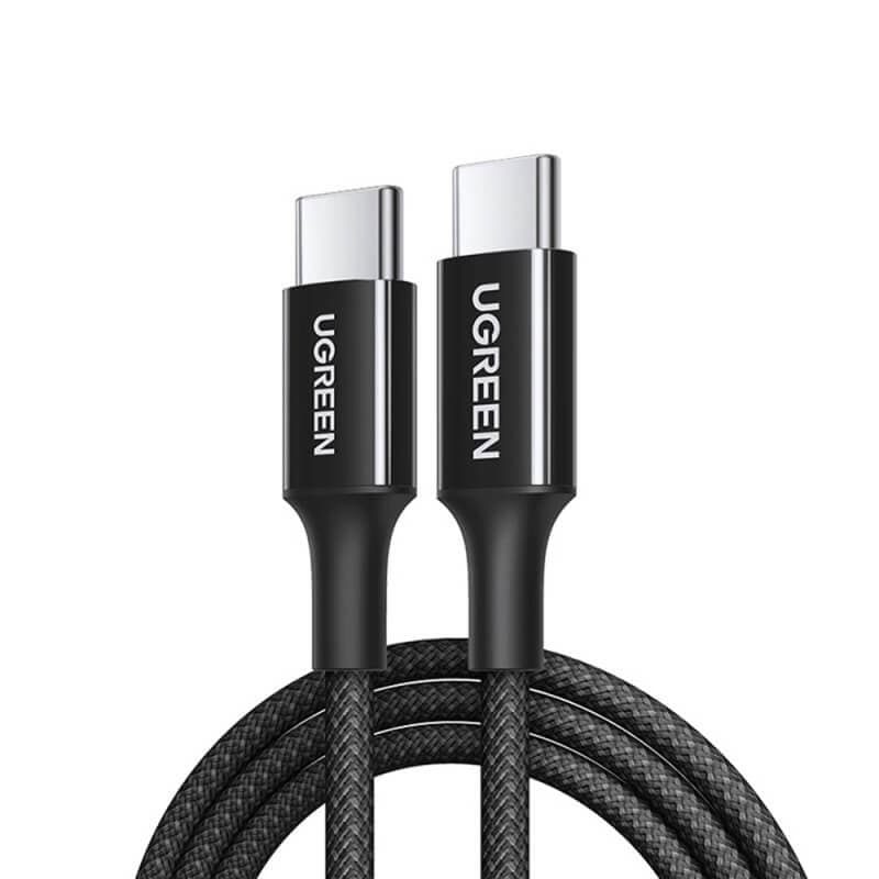 Кабел с въжена оплпетка и бързо зареждане за устройства с USB-C порт - Ugreen USB-C to USB-C Cable L502 100W (100 см) (black)