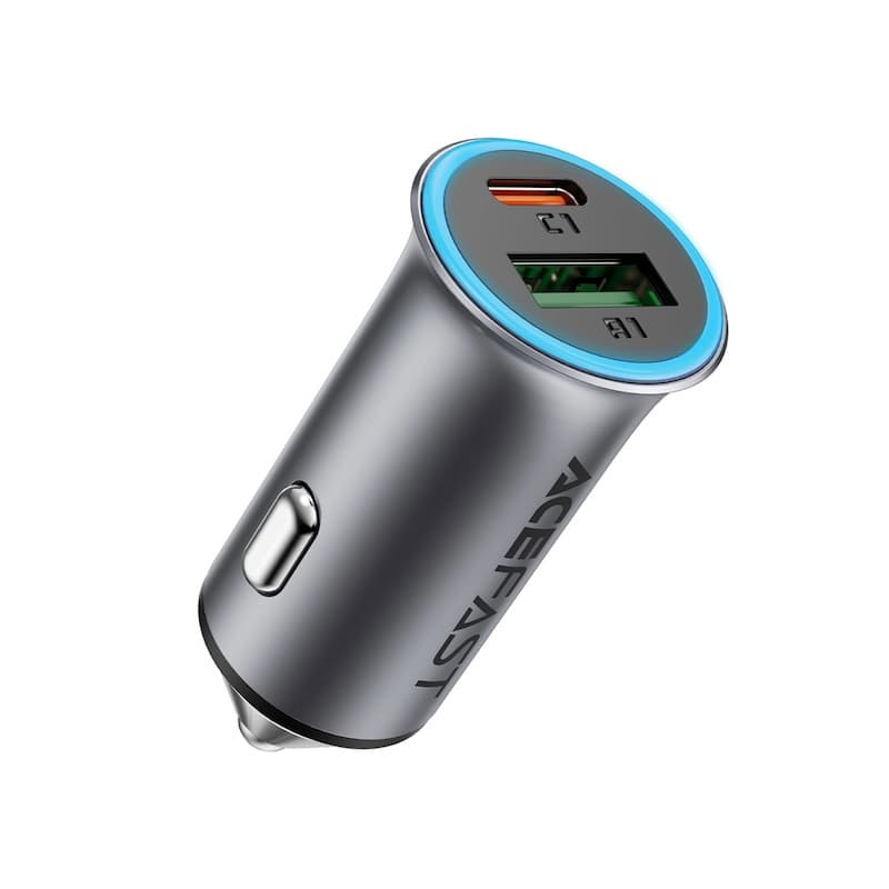 Зарядно за кола с USB-A и USB-C изходи с технология за бързо зареждане - Acefast B16 95W USB-A + USB-C Car Charger (gray)