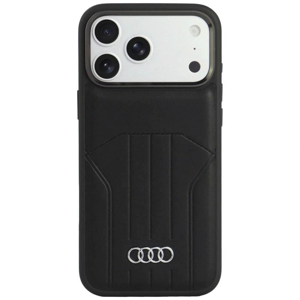 Дизайнерски кожен кейс с MagSafe за iPhone 18 Pro Max, iPhone 17 Pro Max - Audi Synthetic Leather MagSafe Case (black)