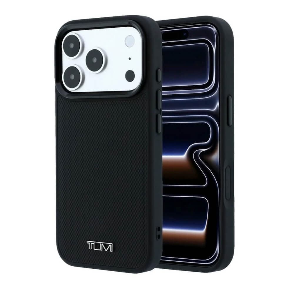 Дизайнерски кожен кейс с MagSafe за iPhone 18 Pro Max, iPhone 17 Pro Max - Tumi Leather Ballistic Pattern MagSafe Case (black)