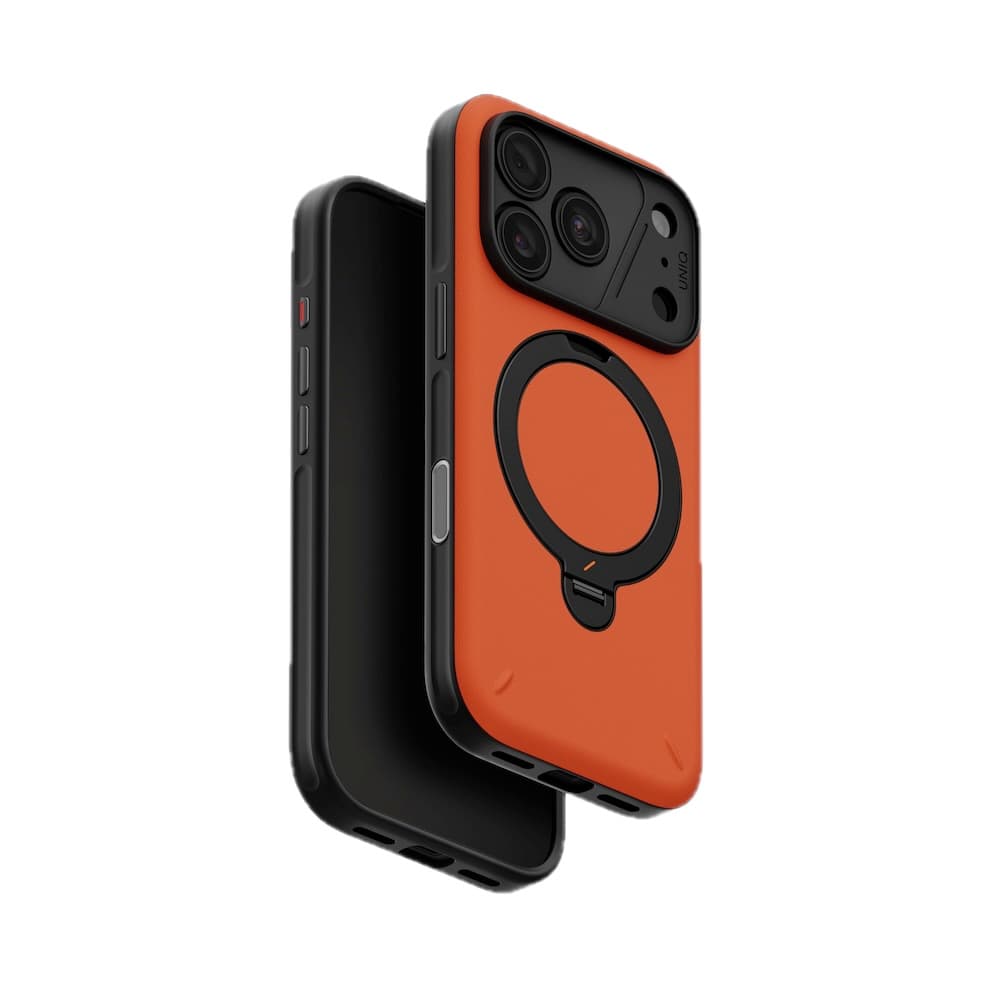 Хибриден удароустойчив кейс с MagSafe за iPhone 18 Pro Max, iPhone 17 Pro Max - Uniq Elix 360 Kickstand MagSafe Case (orange)