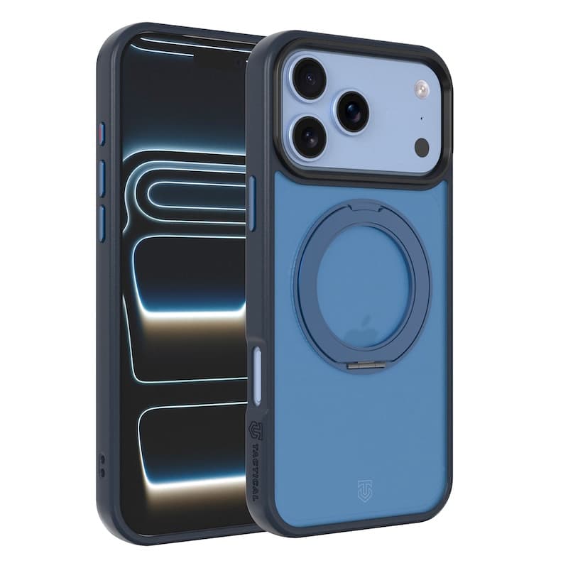Хибриден удароустойчив кейс с въртяща се стойка MagSafe за iPhone 18 Pro, iPhone 17 Pro - Tactical MagForce Hypersand Cover Case (deep blue)