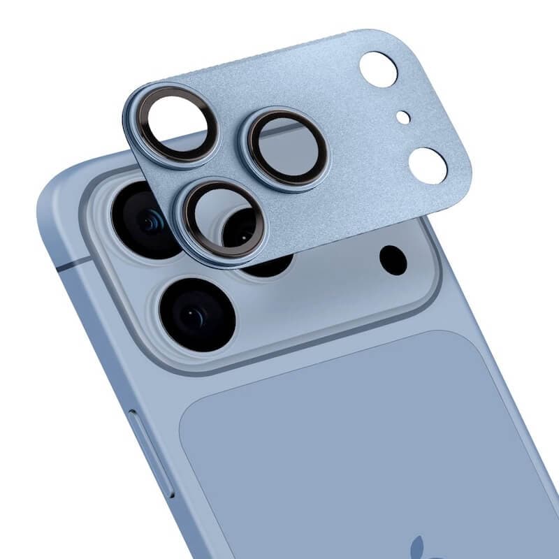 Предпазни стъклени лещи с цяла метална плочка за камерата на iPhone 18 Pro - OBALME Camera Island Lens Protector (light blue)