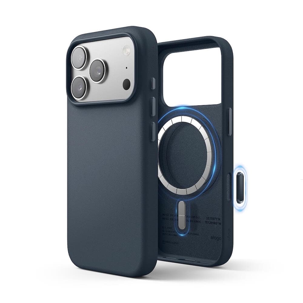 Кожен кейс с MagSafe за iPhone 18 Pro, iPhone 17 Pro - Elago Magnetic Leather Case (jean indigo)