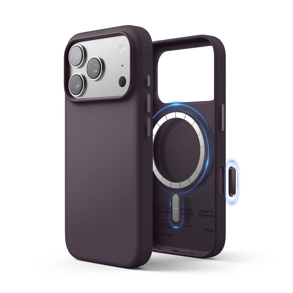 Кожен кейс с MagSafe за iPhone 18 Pro, iPhone 17 Pro - Elago Magnetic Leather Case (deep purple)