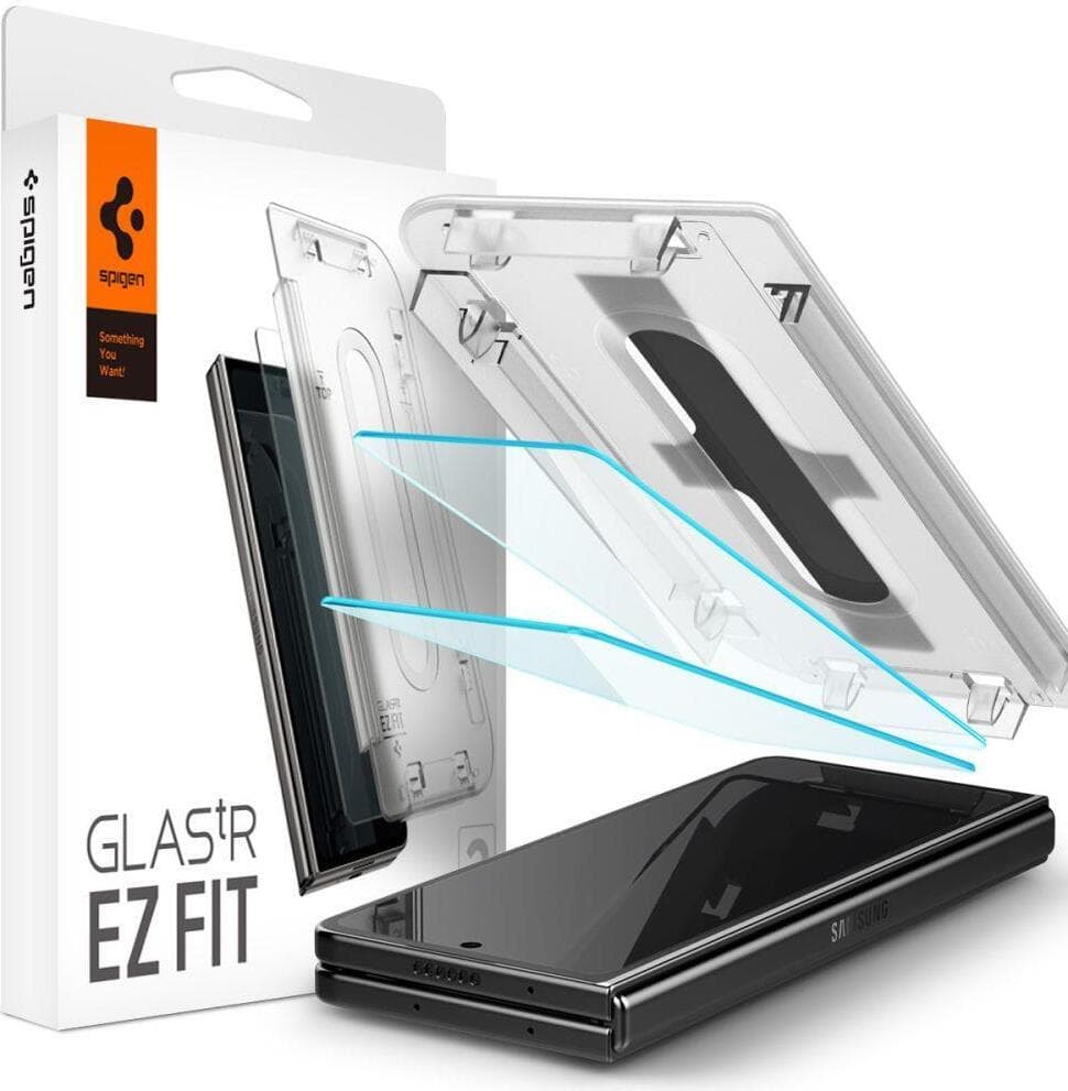 2 броя стъклени защитни покрития за дисплея на Samsung Galaxy Z Fold5 - Spigen Glas.tR EZ Fit Tempered Glass 2 Pack (прозрачен)