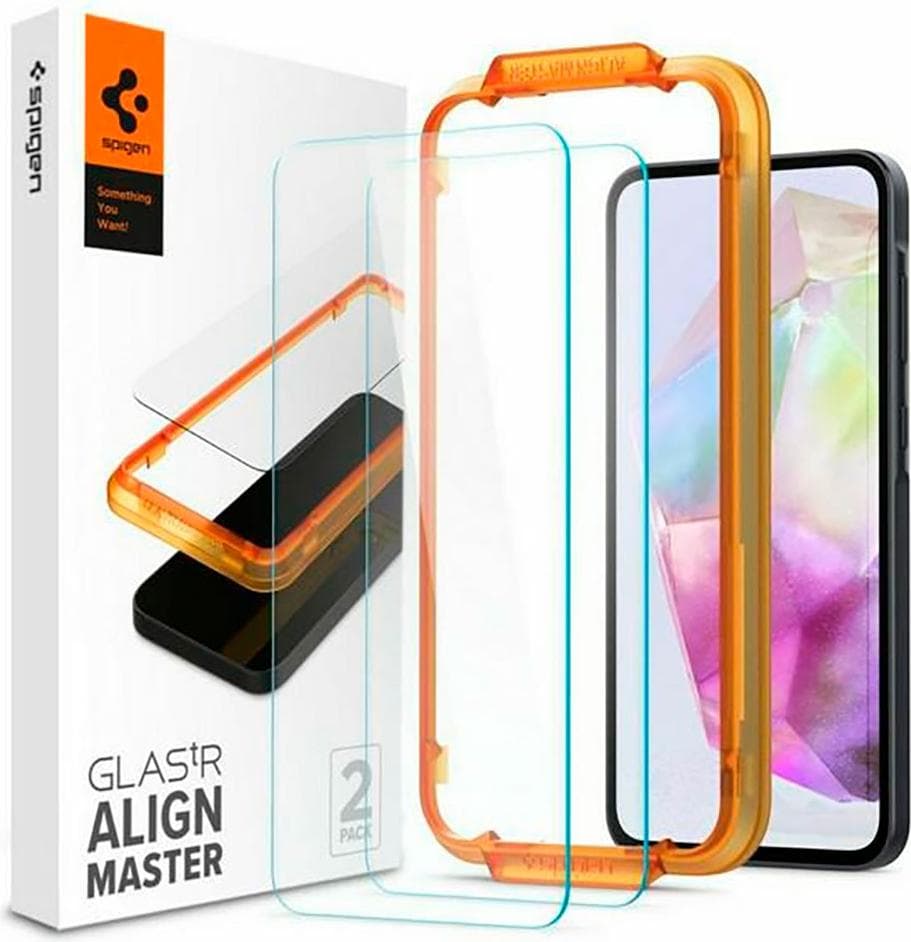2 броя калени стъклени защитни покрития за дисплея на Samsung Galaxy A35 - Spigen Glas.tR Align Master Tempered Glass 2 Pack (прозрачен)