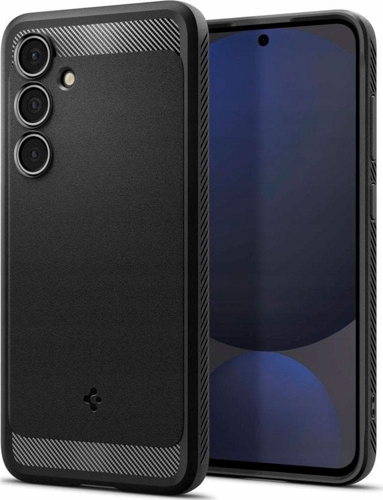 Тънък качествен силиконов (TPU) калъф за Samsung Galaxy S24 FE - Spigen Rugged Armor Case (черен)