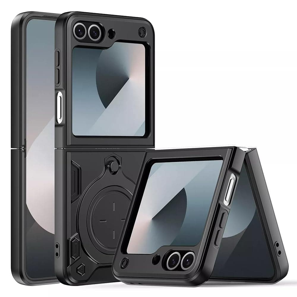 Хибриден удароустойчив кейс с вградена поставка за Samsung Galaxy S25 Edge (черен) - Techsuit CamGuard Pro Case