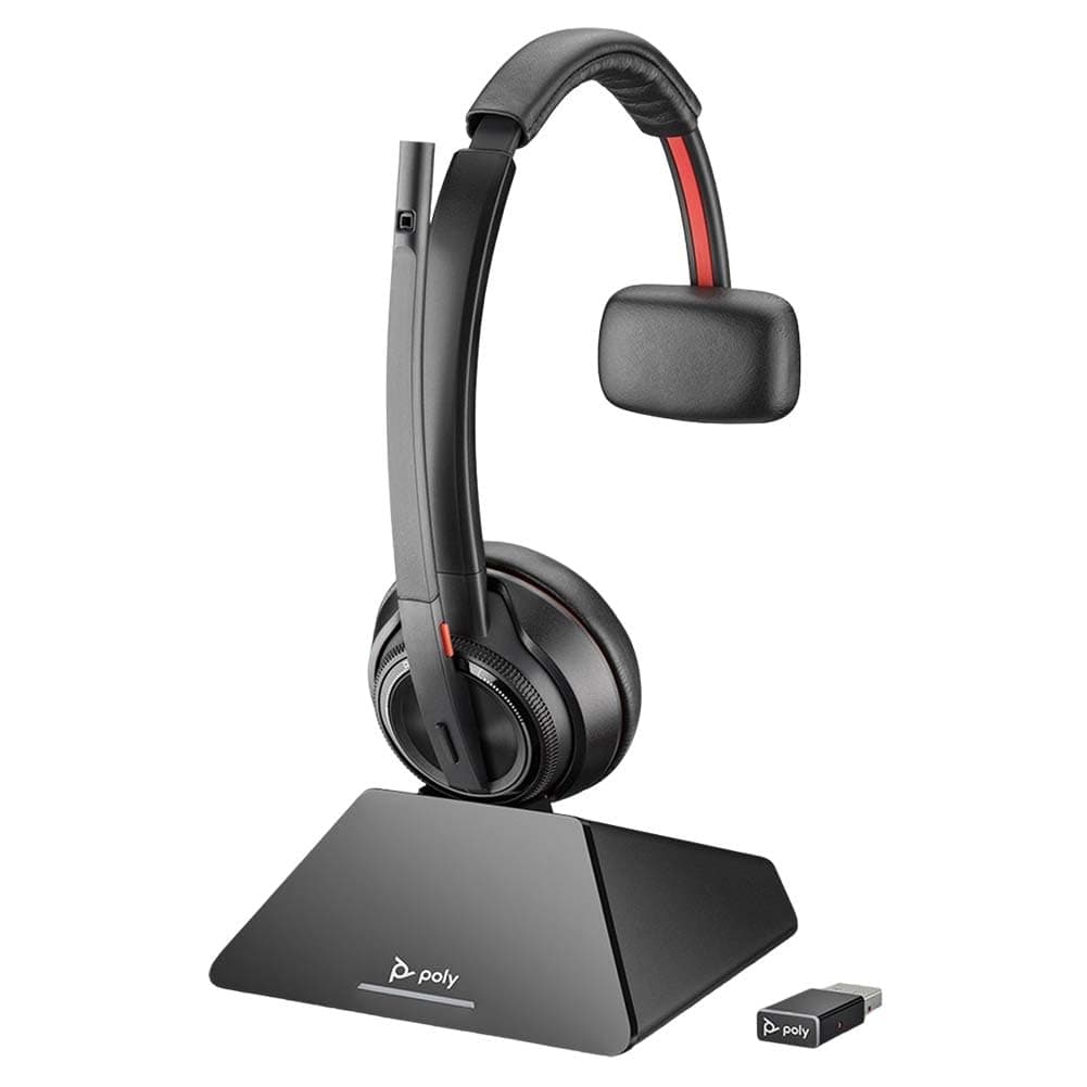 Слушалки Plantronics SAVI W8210 UC Mono, безжични, микрофон, до 13 часа време за разговори, Bluetooth, 180 м обхват, сив