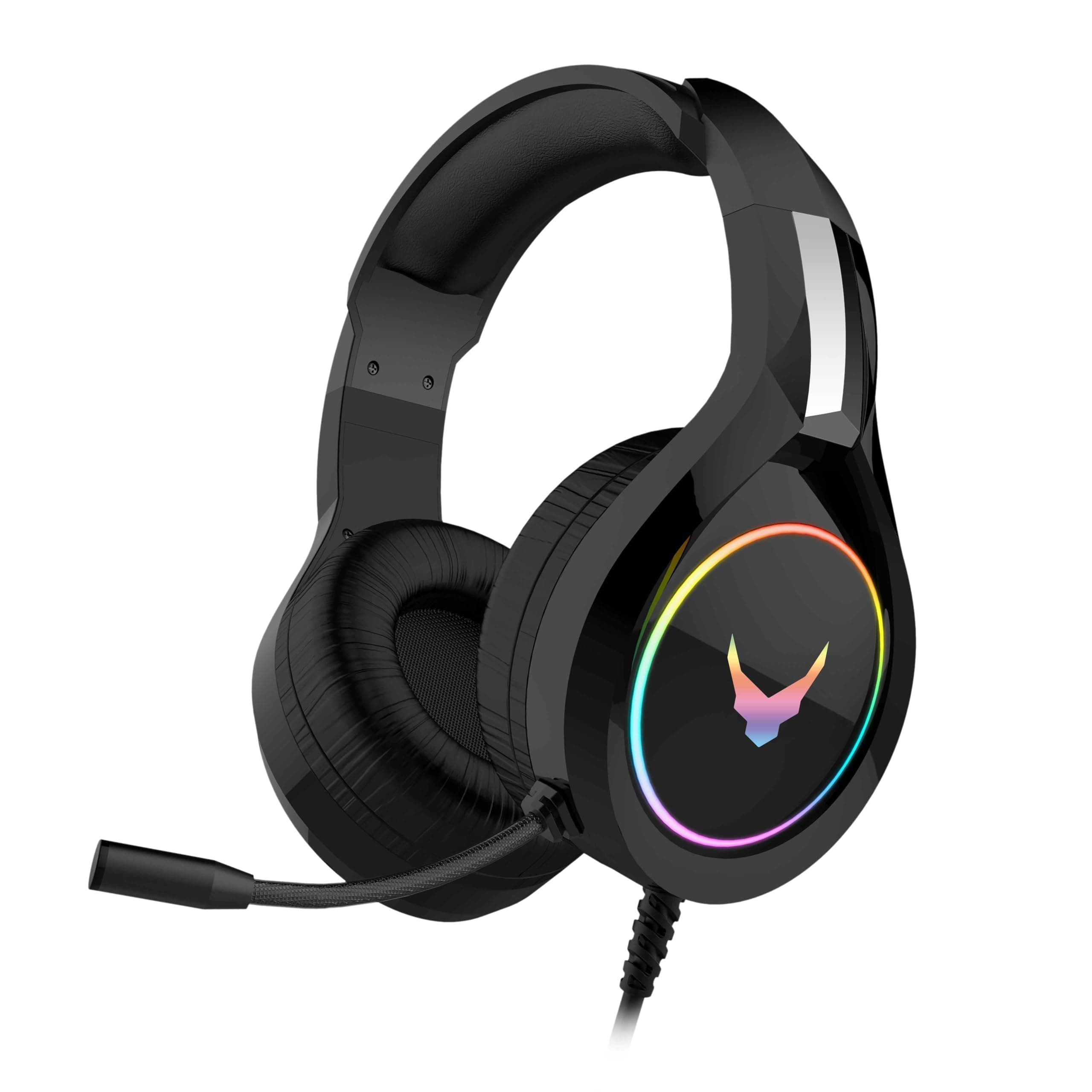 Слушалки Varr VH6060B, микрофон, гейминг, RGB подсветка, 50мм говорители, AUX, USB, черни