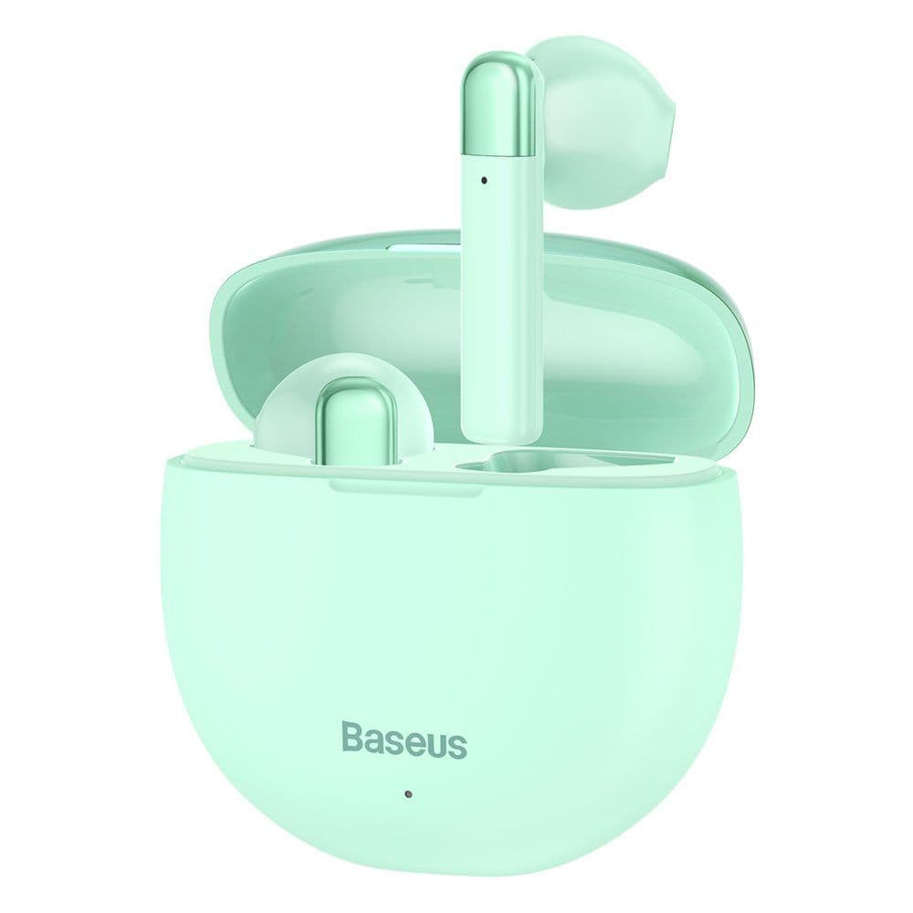 Слушалки Baseus Encok W02 (NGW2-03), безжични, микрофон, Bluetooth, тип "тапи", кутия за зареждане, до 4 часа време на работа, сини