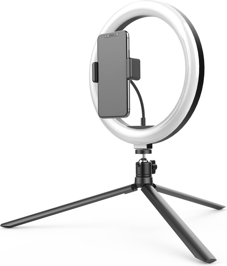 Универсален трипод с LED светлина за смартфони (19 см) - 4smarts Tripod with LED Light (черен)