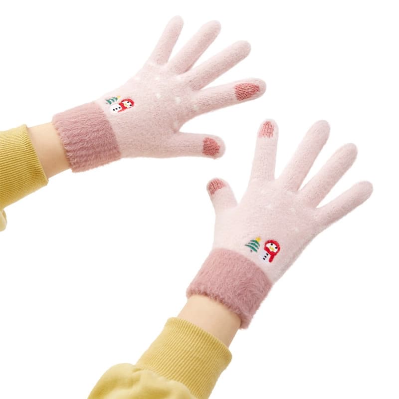Плетени зимни ръкавици за тъч екрани - HR Women Braided Gloves (розов)