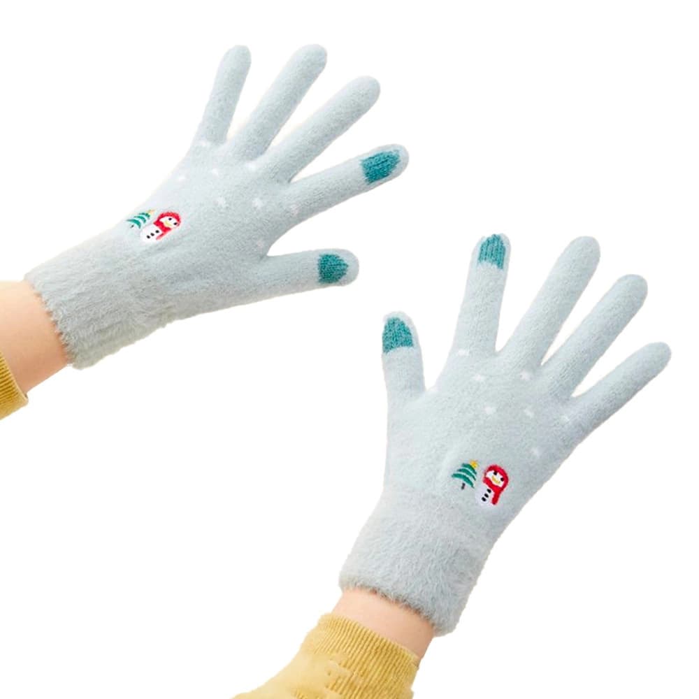 Плетени зимни ръкавици за тъч екрани - HR Women Braided Gloves (син)