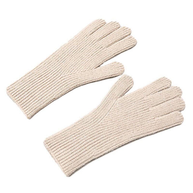 Плетени зимни ръкавици с изрязани отвори за тъч екрани - HR Braided Gloves with cut-outs for fingers (бежов)