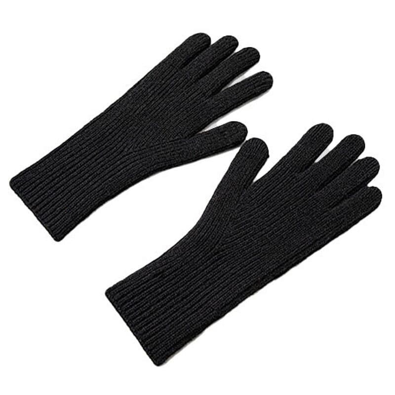 Плетени зимни ръкавици с изрязани отвори за тъч екрани - HR Braided Gloves with cut-outs for fingers (черен)