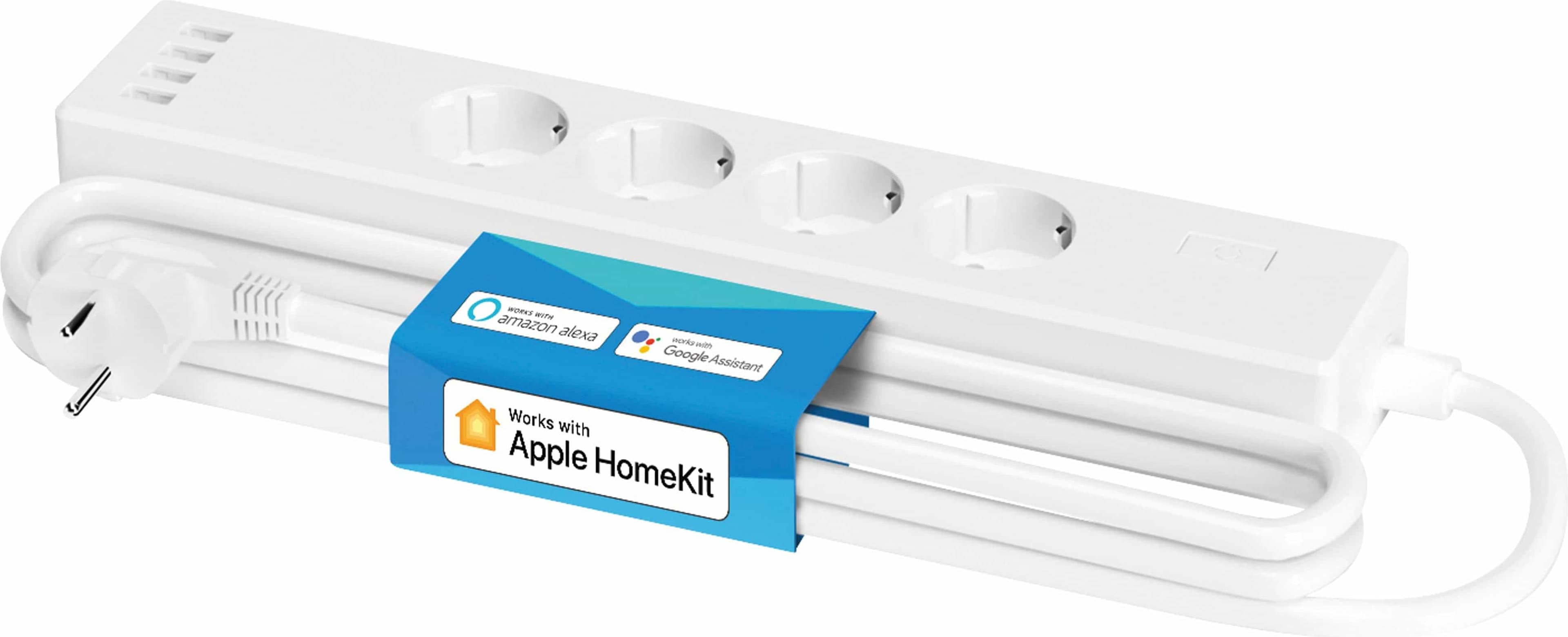 Смарт WiFi разклонител с 4 гнезда и 4 USB-A изхода за Android и iOS - Meross Smart WiFi Power Strip 4 AC And 4 USB-A Ports (HomeKit) (бял)