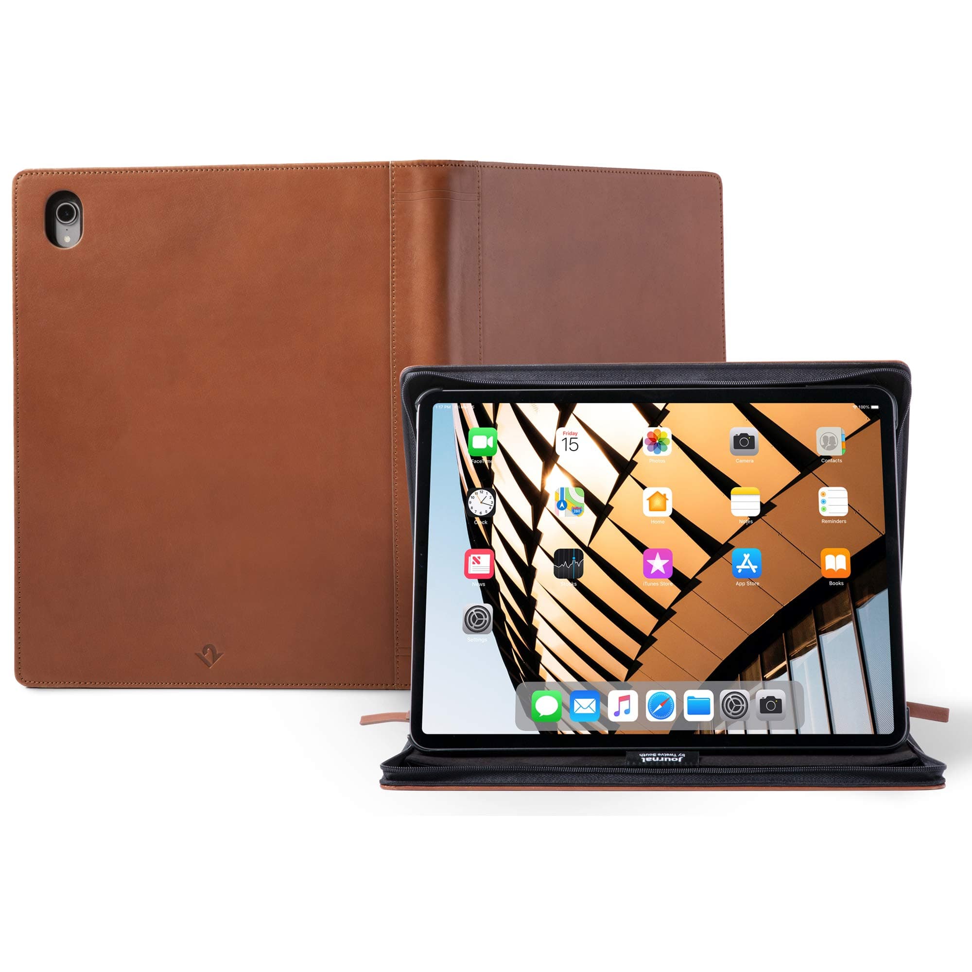 Уникален кожен калъф с отделение за Apple Pencil за iPad Pro 12.9 (2018) - TwelveSouth Journal Case (кафяв)